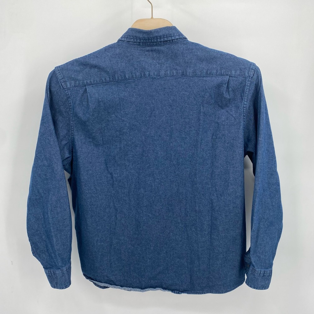 Wrangler Men's Size Tall 3XL Shirt Premium Denim Long Sleeve Comfort Flex Blue - Picture 2 of 9